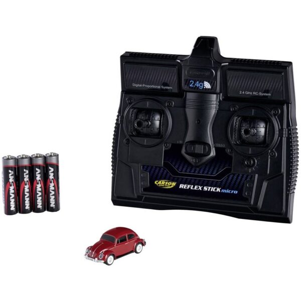 Carson Modellsport 500504147 Volkswagen Beetle 1:87 RC auto Elektro Straatmodel Incl. accu, oplader en batterijen voor de zender